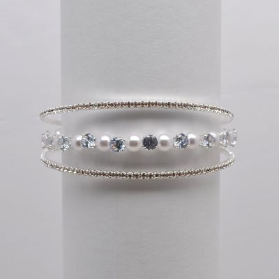 CC0064B39S1 PRL/CRY/S 2 LINE CRY STONES W/ PRL WRAP BRC