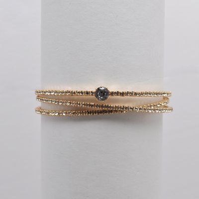 CC0066B1G  CRY/G 3 ROW  W' CNTR STONE WRAP BRC