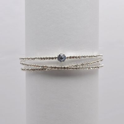 CC0066B1S CRY/S 3 ROW  W' CNTR STONE WRAP BRC