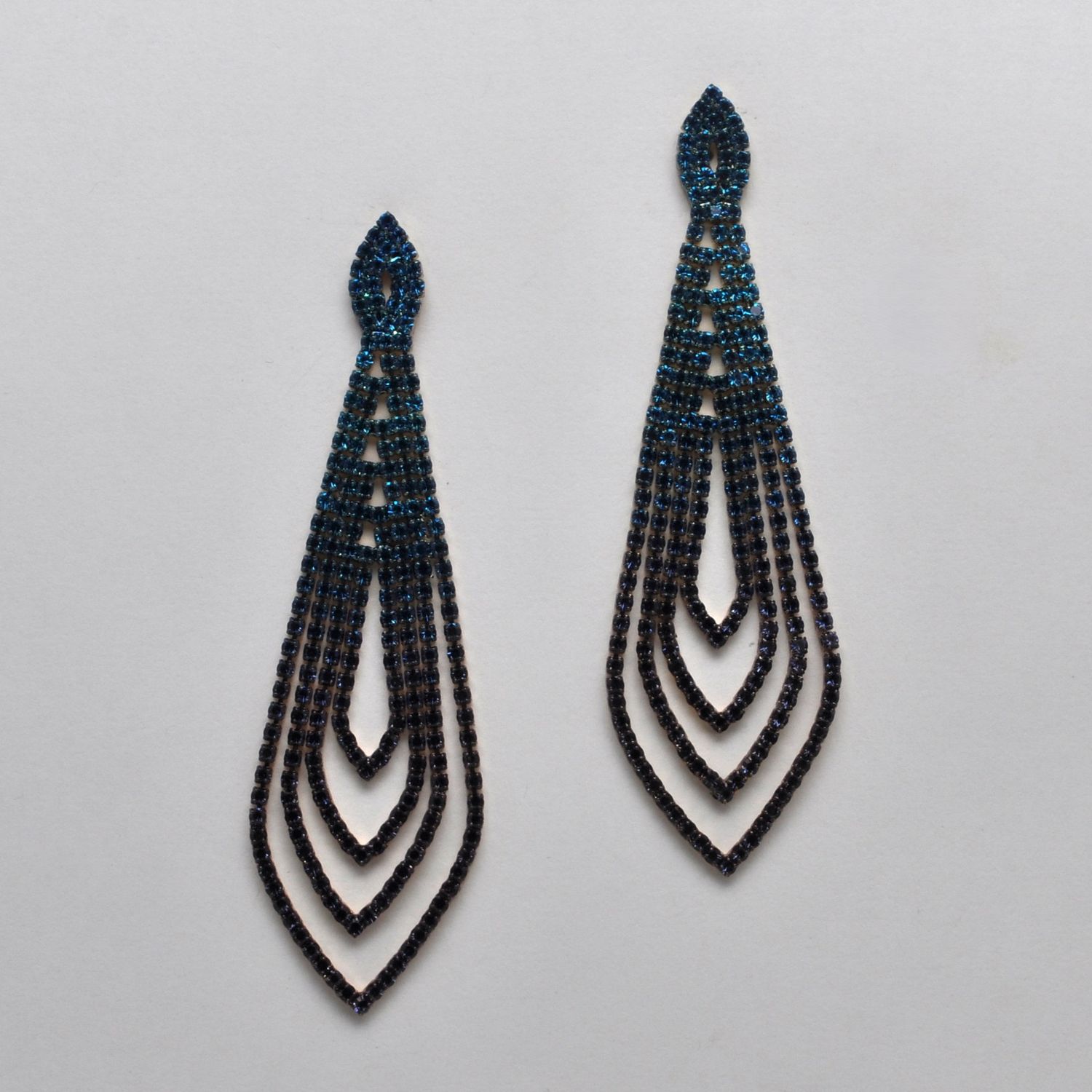 CC0078E25G20 TEAL/PURP/G OPEN MARQUISE STYLE MULTI LINE ER