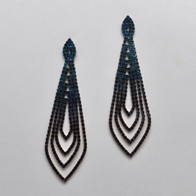 CC0078E25G20 TEAL/PURP/G OPEN MARQUISE STYLE MULTI LINE ER