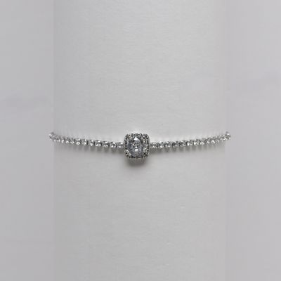 LB326605B1S CZ/S SQUARE SMALL STONES CNTR  BOLO BRAC