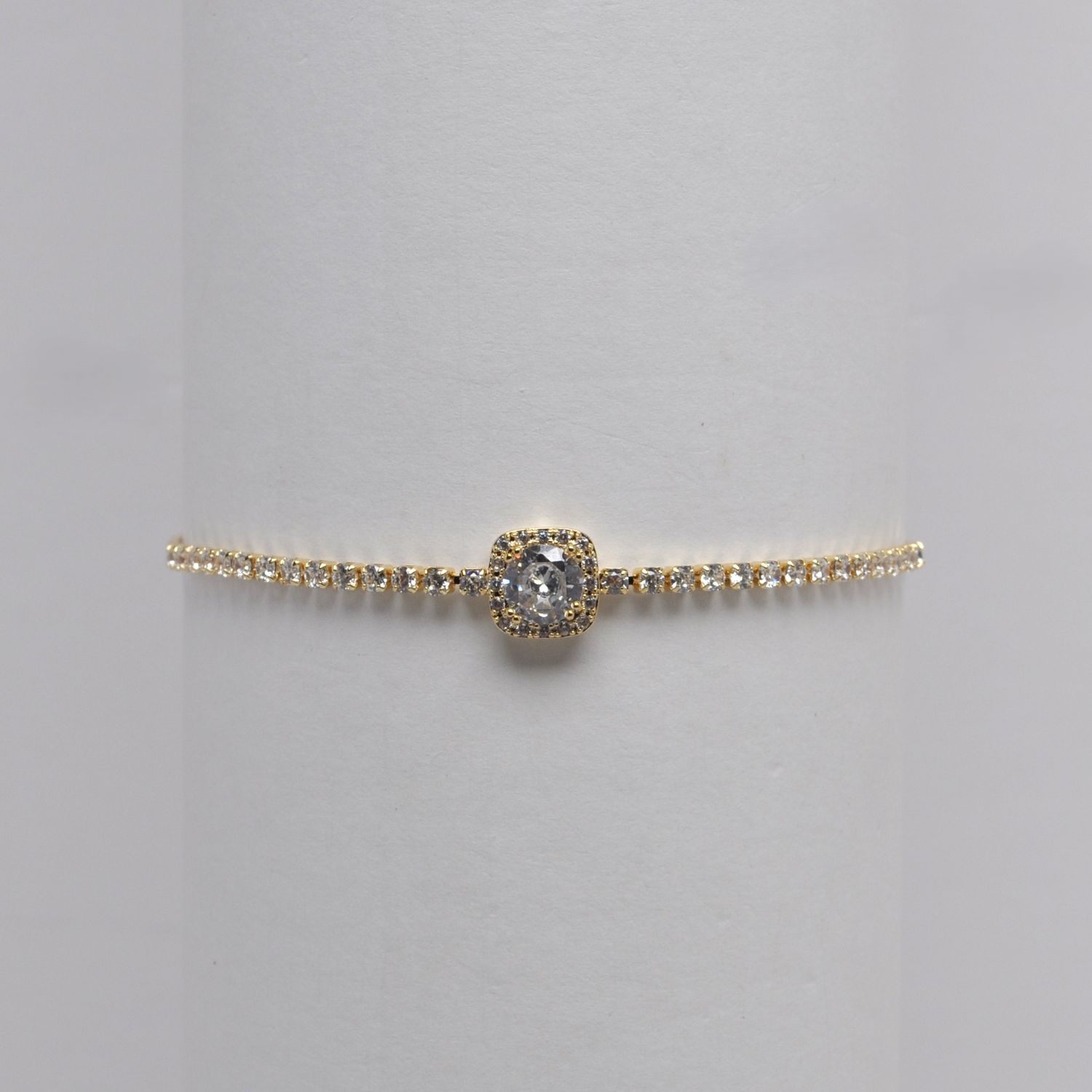 LB326605B1G CZ/G SQUARE SMALL STONES CNTR  BOLO BRAC