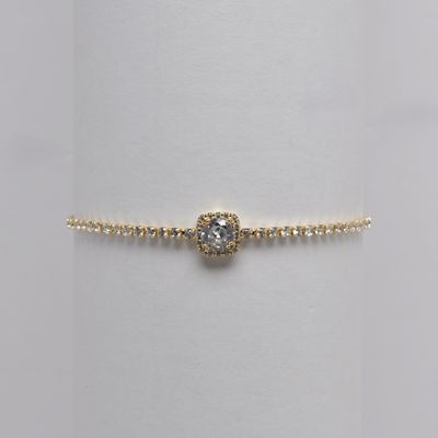 LB326605B1G CZ/G SQUARE SMALL STONES CNTR  BOLO BRAC