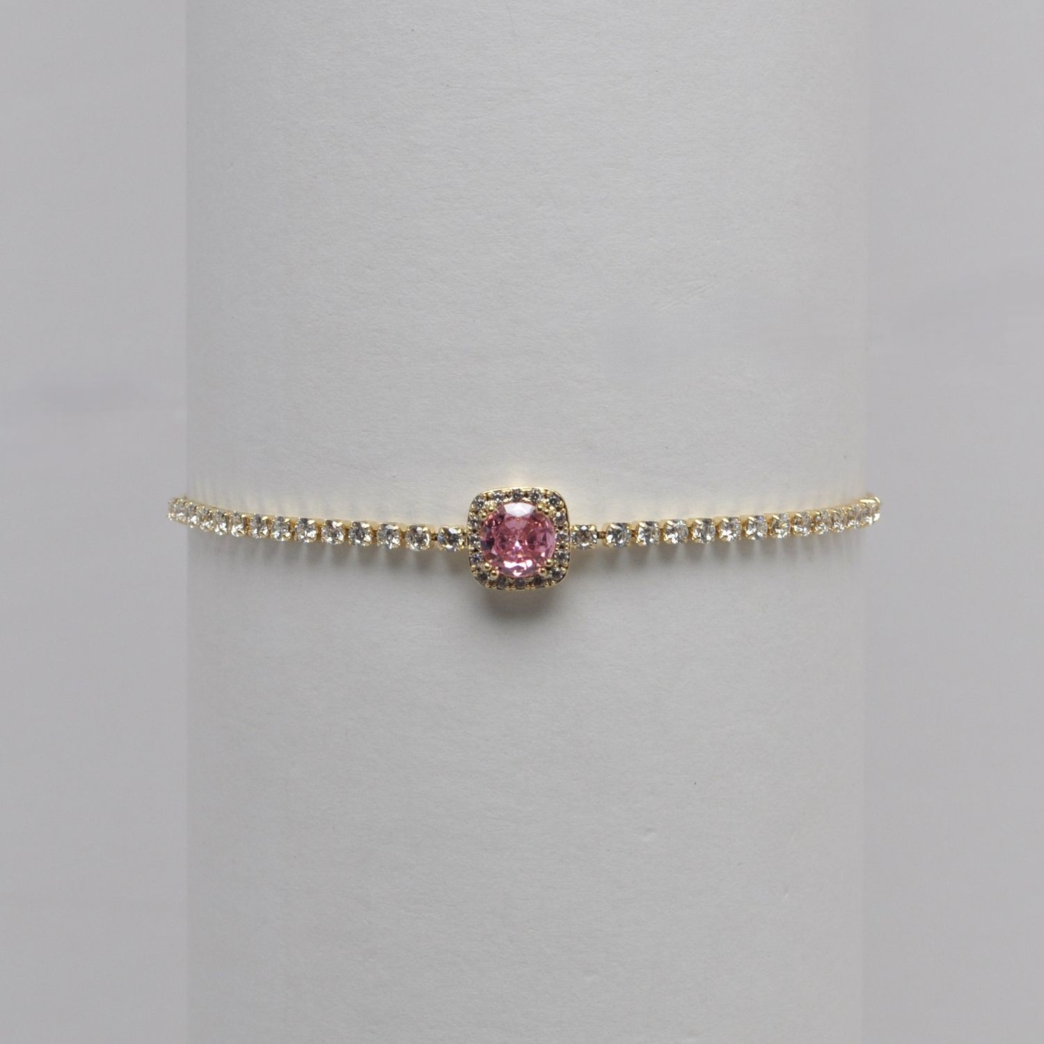 LB326605B33G CZ/G LTROSE SQUARE SMALL STONES CNTR  BOLO BRAC