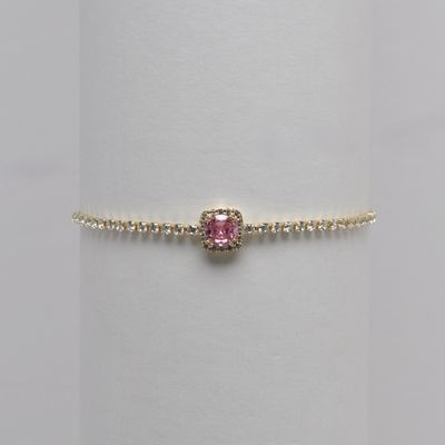 LB326605B33G CZ/G LTROSE SQUARE SMALL STONES CNTR  BOLO BRAC