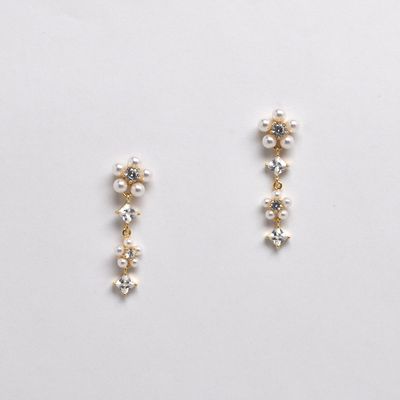 LB12078E40G1 CZ/G PRL FLWR TOP  W' CRY/PRL DNGL EAR