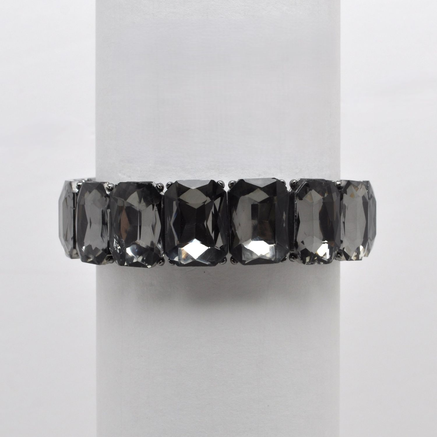 QQ3438B7H BLK/DIAM/H RECTANGLE STONE STRETCH BRCLT