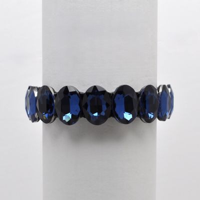 QQ3439B8H  NAVY OVAL STONE STRETCH BRCLT