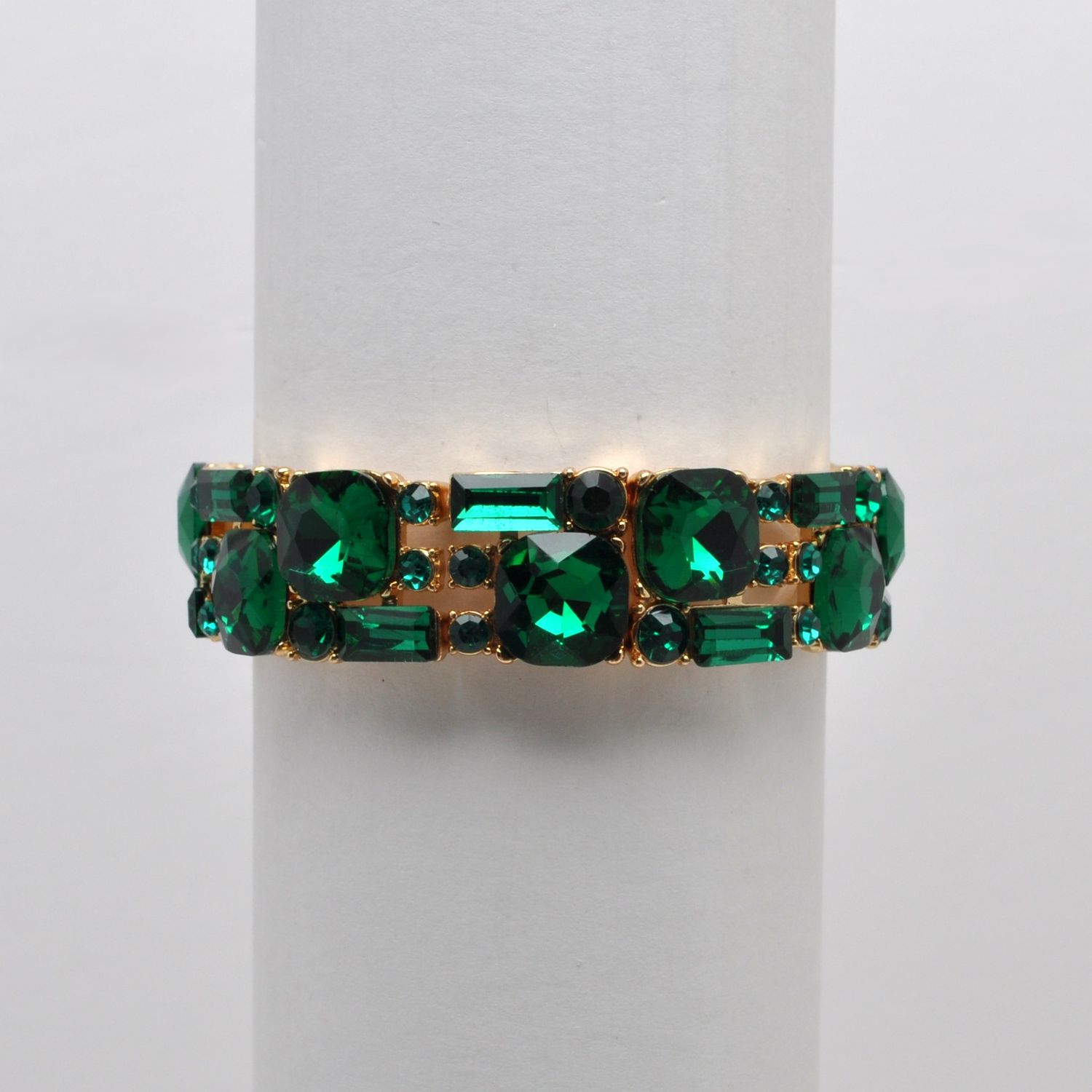 QQ3640B18G  EMERLD/G  MULTI RECT SHAPES STONE BRCLT