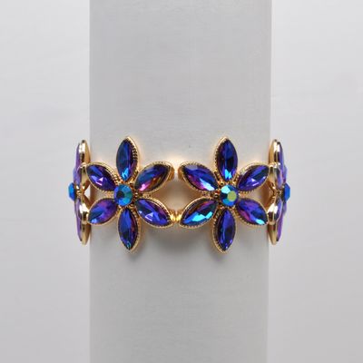 QQ2104B12G3  SAPPH-AB/G  FLWR DESIGN MARQUISE STNS BRCLT