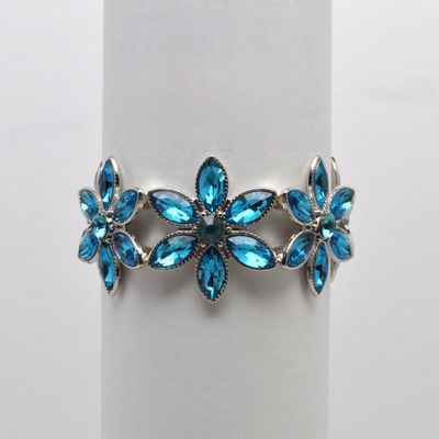 QQ2104B13S  AQUA/G  FLWR DESIGN MARQUISE STNS BRCLT