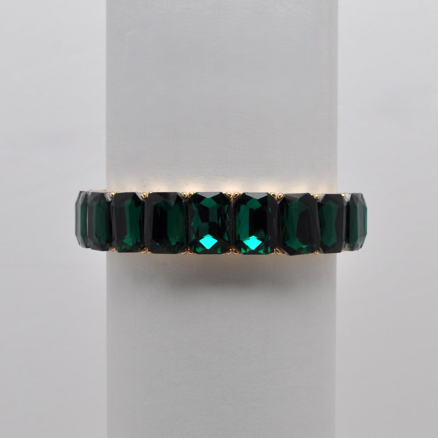 QQ3474B18G EMERLD/G  SML RECTANGLE STONE STRETCH BRCLT