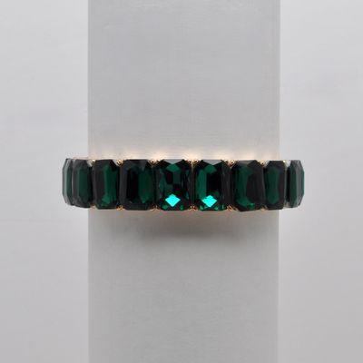 QQ3474B18G EMERLD/G  SML RECTANGLE STONE STRETCH BRCLT