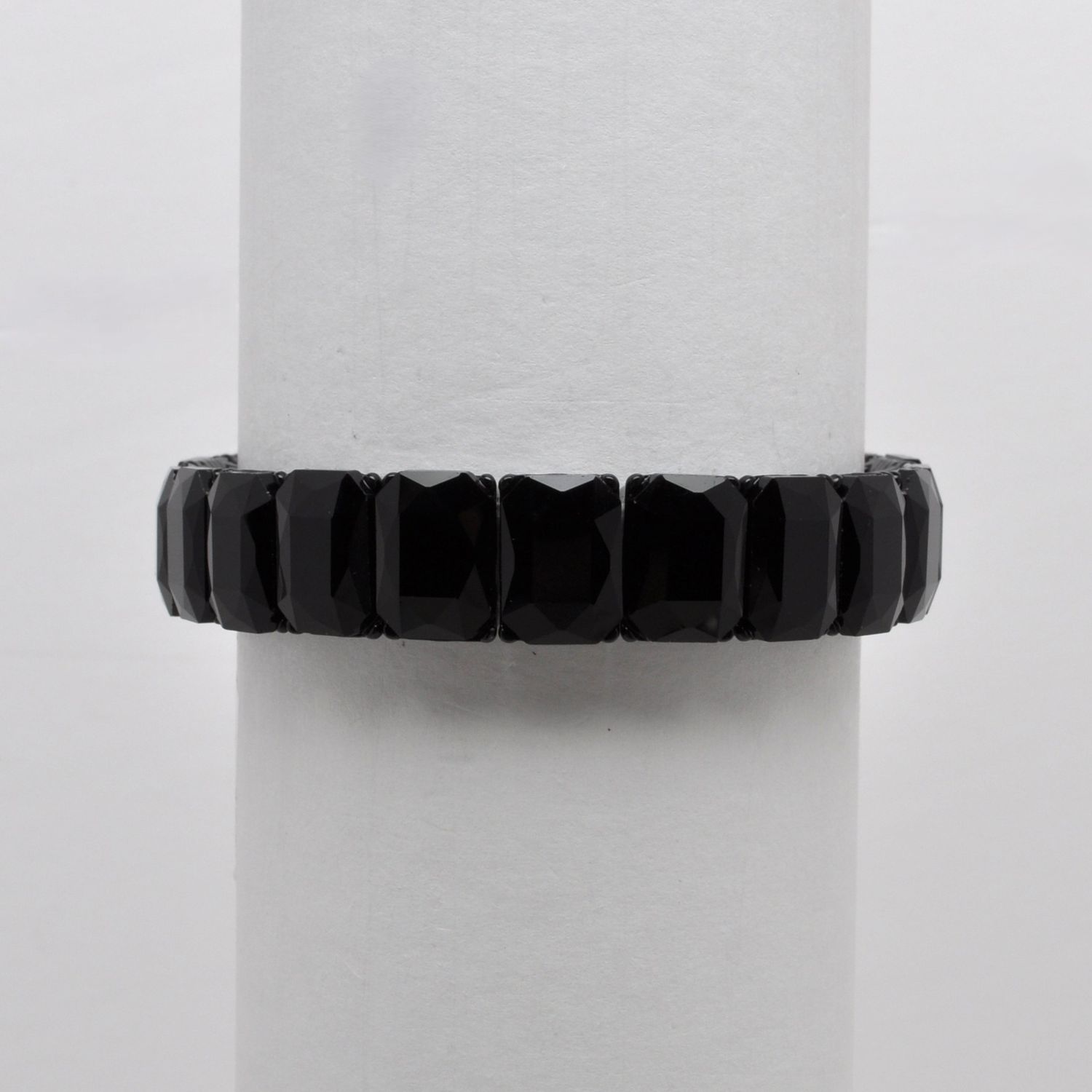 QQ3474B2S JET/S  SML RECTANGLE STONE STRETCH BRCLT