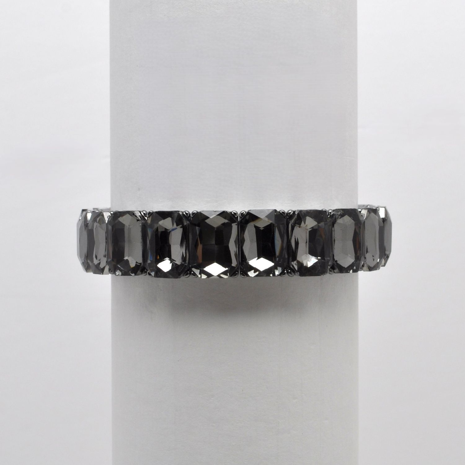 QQ3474B7H BLKDIAM/H  SML RECTANGLE STONE STRETCH BRCLT