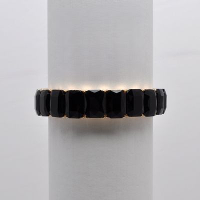 QQ3474B2G JET/G  SML RECTANGLE STONE STRETCH BRCLT