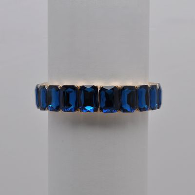 QQ3474B12G SAPPH/G  SML RECTANGLE STONE STRETCH BRCLT