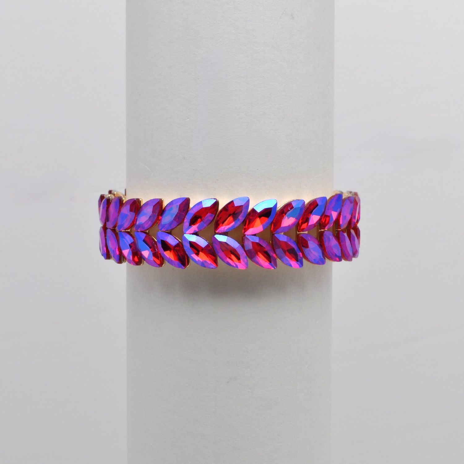 QQ3171B11G FU-AB/G STRETCH MED-SIZE LEAVES BRACELET