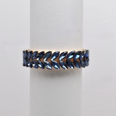 QQ3171B8G NAVY/G STRETCH MED-SIZE LEAVES BRACELET