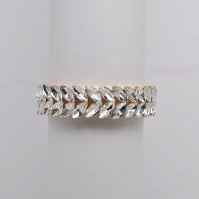 QQ3171B1G CLR/G STRETCH MED-SIZE LEAVES BRACELET