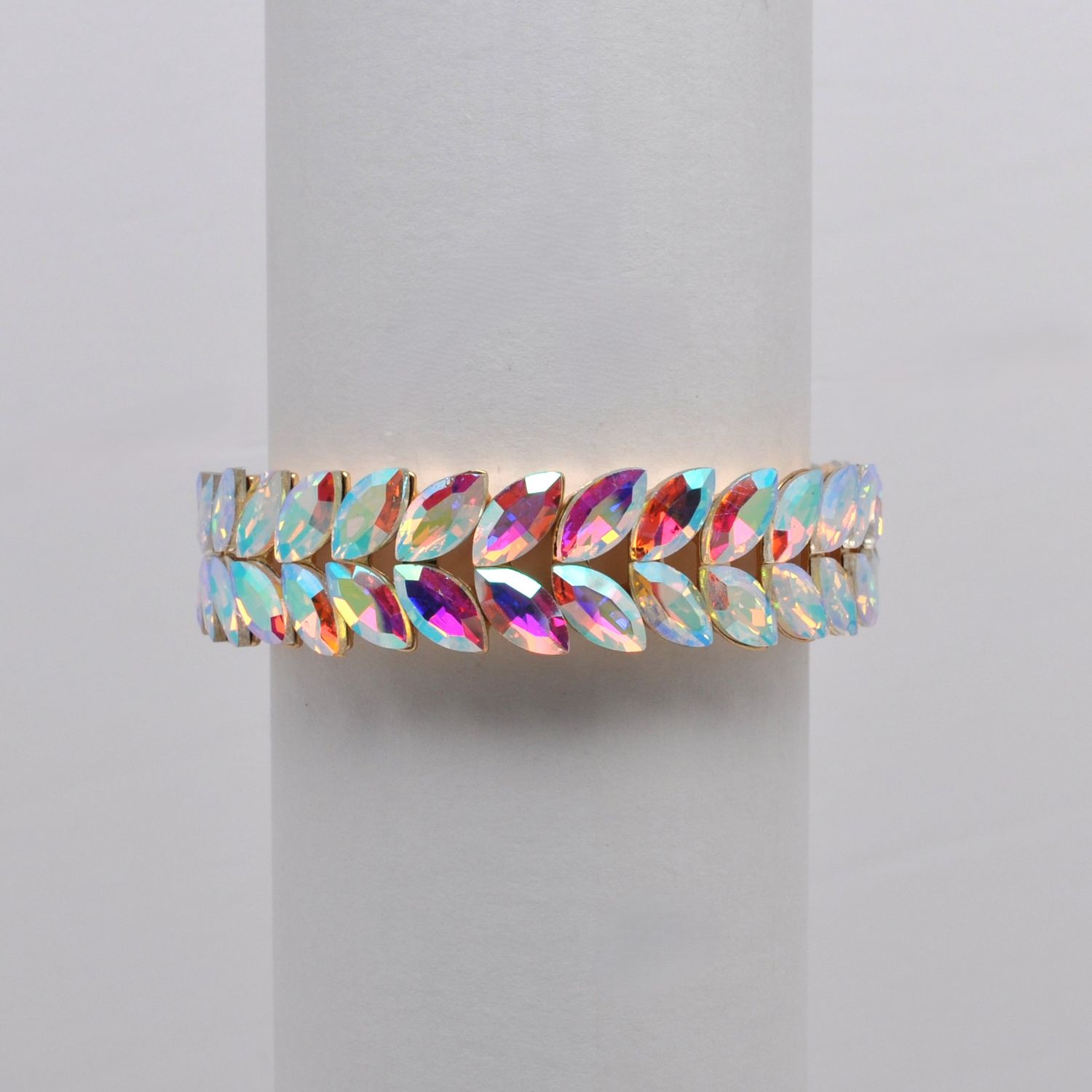 QQ3171B3G  AB/G STRETCH MED-SIZE LEAVES BRACELET