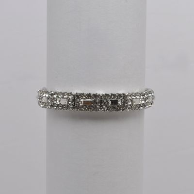 QQ4364B1S CRYS/S  RECTAN &amp; SML RND STONE STRETCH BRCLT