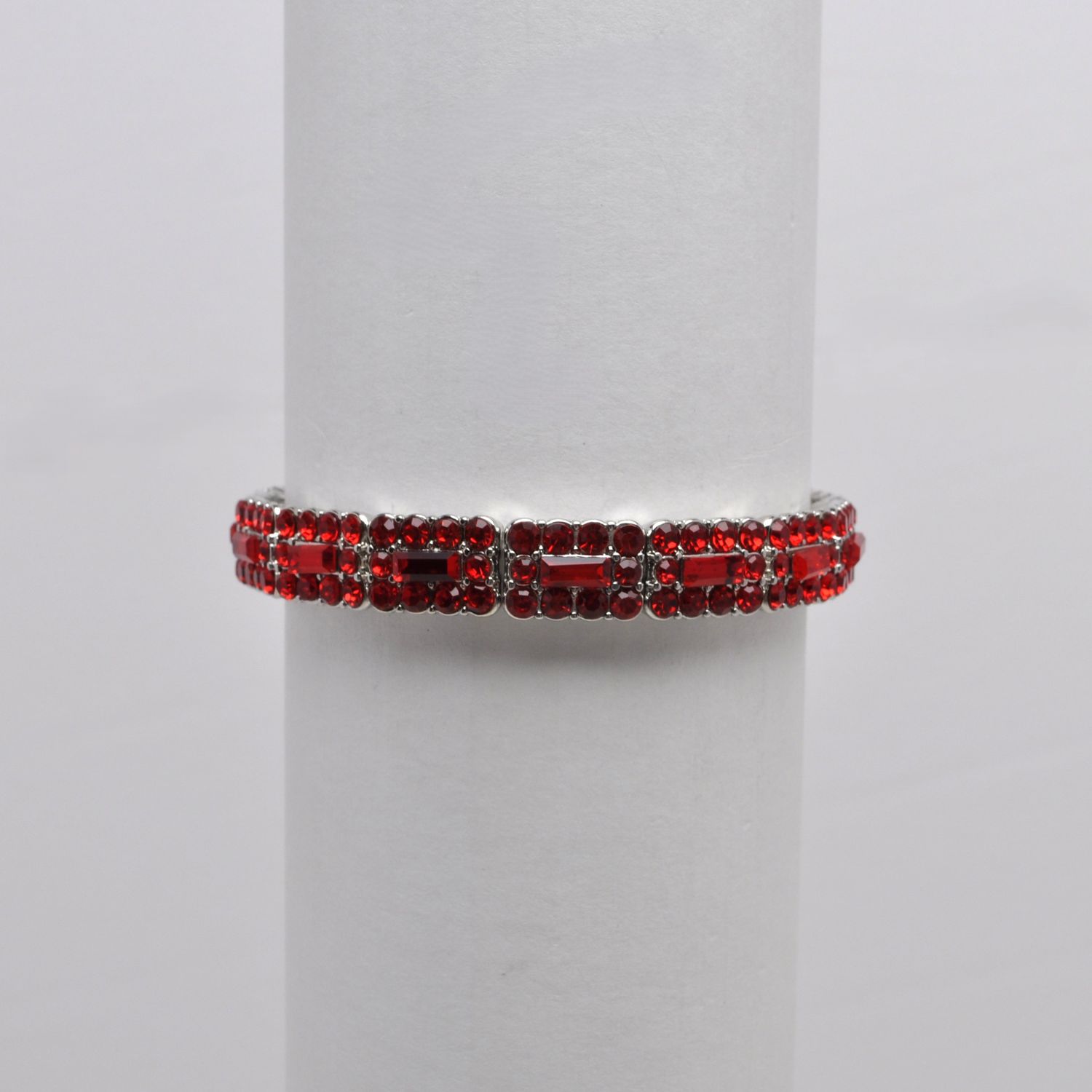 QQ4364B9S SIAM/S  RECTAN &amp; SML RND STONE STRETCH BRCLT