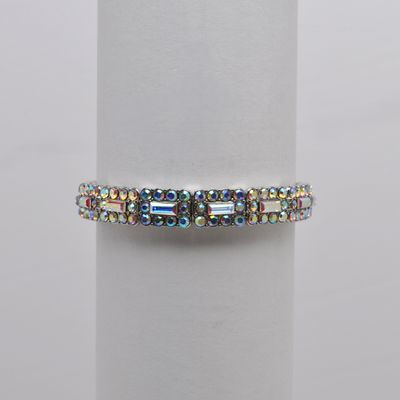 QQ4364B3S AB/S  RECTAN &amp; SML RND STONE STRETCH BRCLT