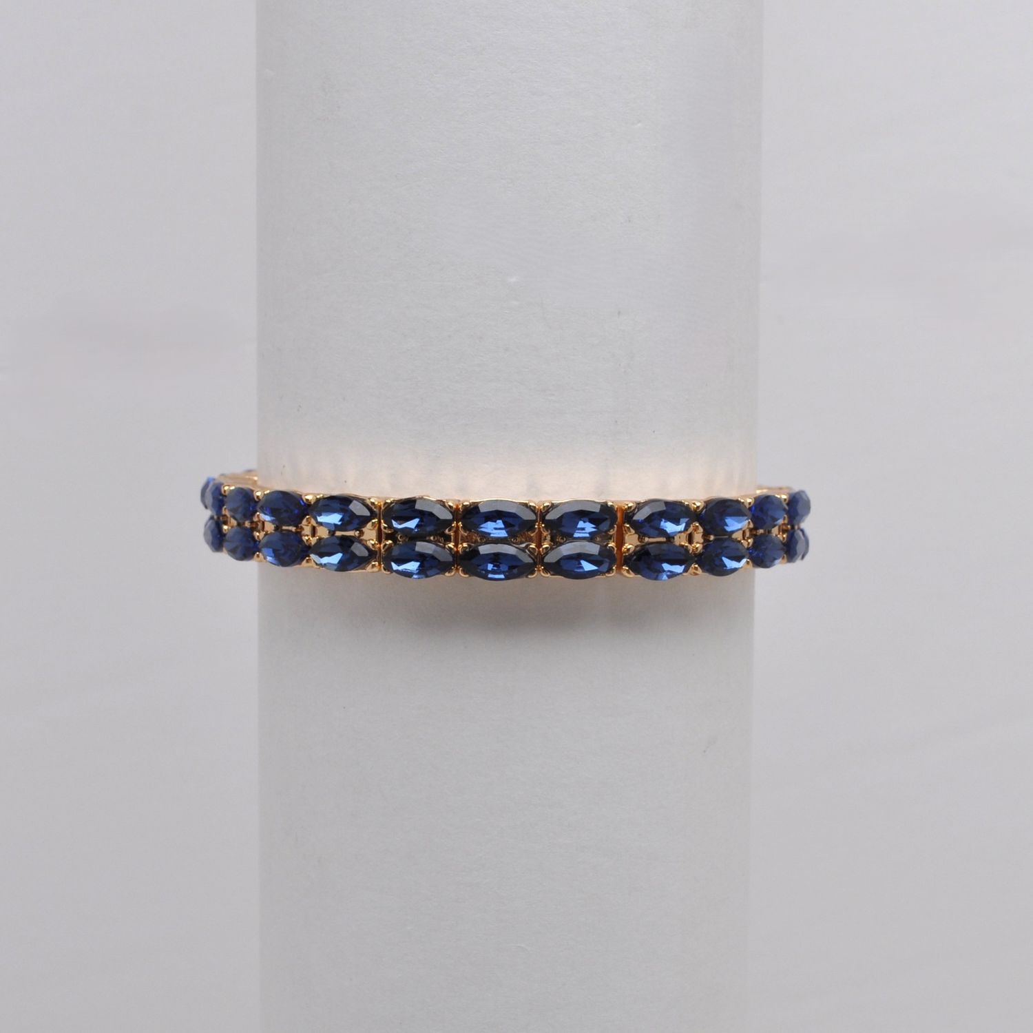 QQ4061B8G  NAVY/G TWO ROW MINI MARQ STN STRCH  BRCLT