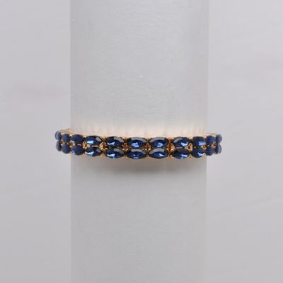 QQ4061B8G  NAVY/G TWO ROW MINI MARQ STN STRCH  BRCLT