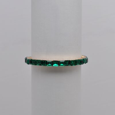 QQ4364B18G EMERLD/G  RECTAN &amp; SML RND STONE STRETCH BRCLT