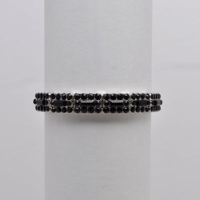 QQ4364B2S JET-BLK/S  RECTAN &amp; SML RND STONE STRETCH BRCLT