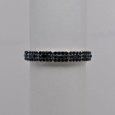 QQ4364B8S NAVY/S  RECTAN &amp; SML RND STONE STRETCH BRCLT