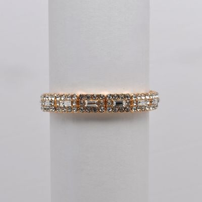 QQ4364B1G CRYS/G  RECTAN &amp; SML RND STONE STRETCH BRCLT