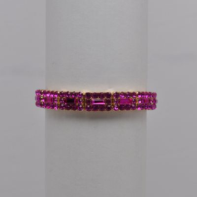 QQ4364B27G FUSCH/G  RECTAN &amp; SML RND STONE STRETCH BRCLT