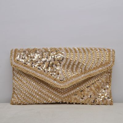 HF6234CG GLD ENVELOPE SHAPE SEQUIN PURS