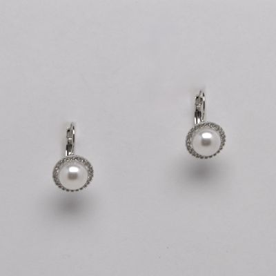 JM8646E39S1 CZ/S PEARL W' FISH HOOK FRMD STUD ER