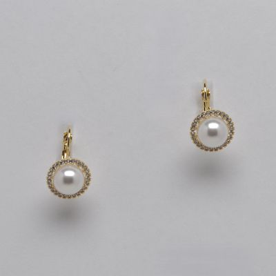 JM8646E40G1 CZ/S PEARL W' FISH HOOK FRMD STUD ER