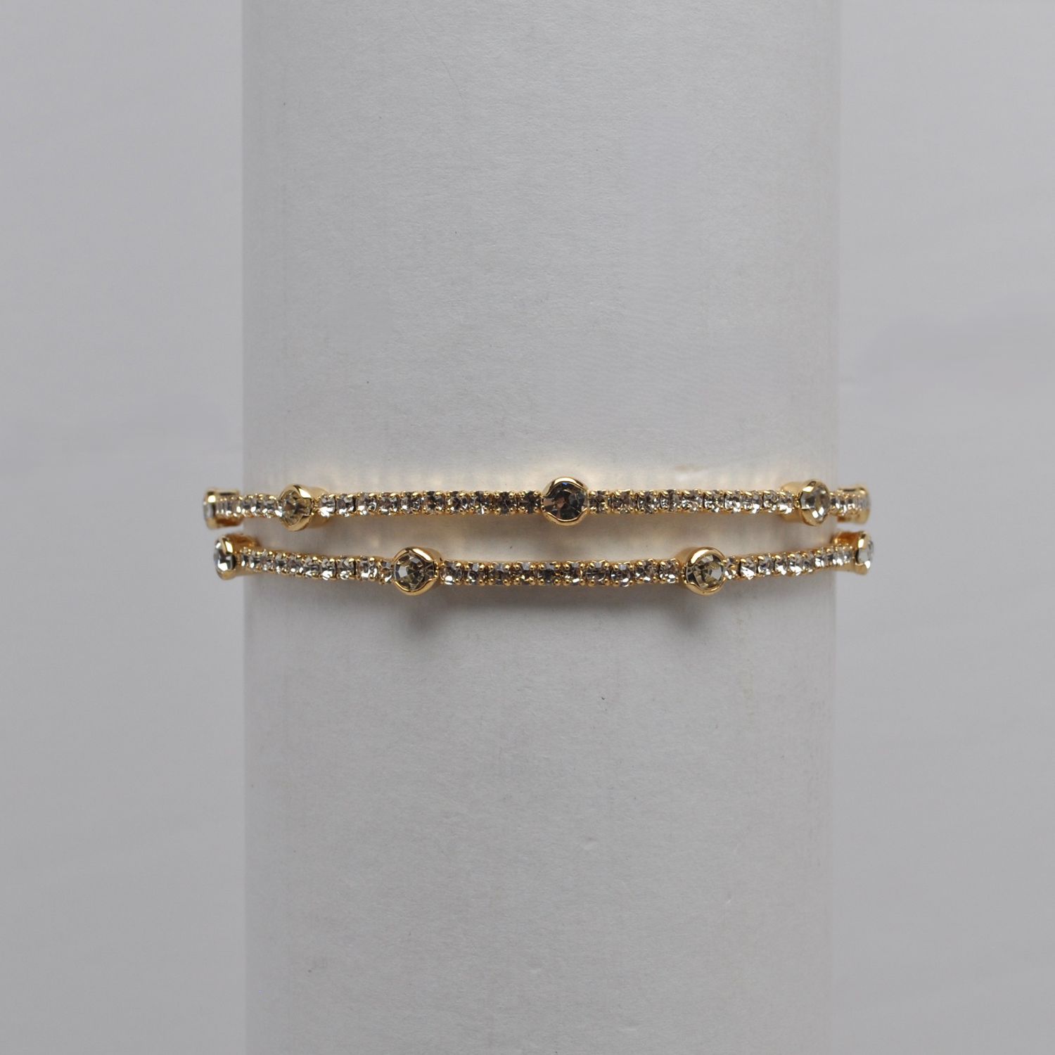 J82746B1G CRY/G TWO ROW WIRE BRACELET