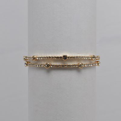J82746B1G CRY/G TWO ROW WIRE BRACELET