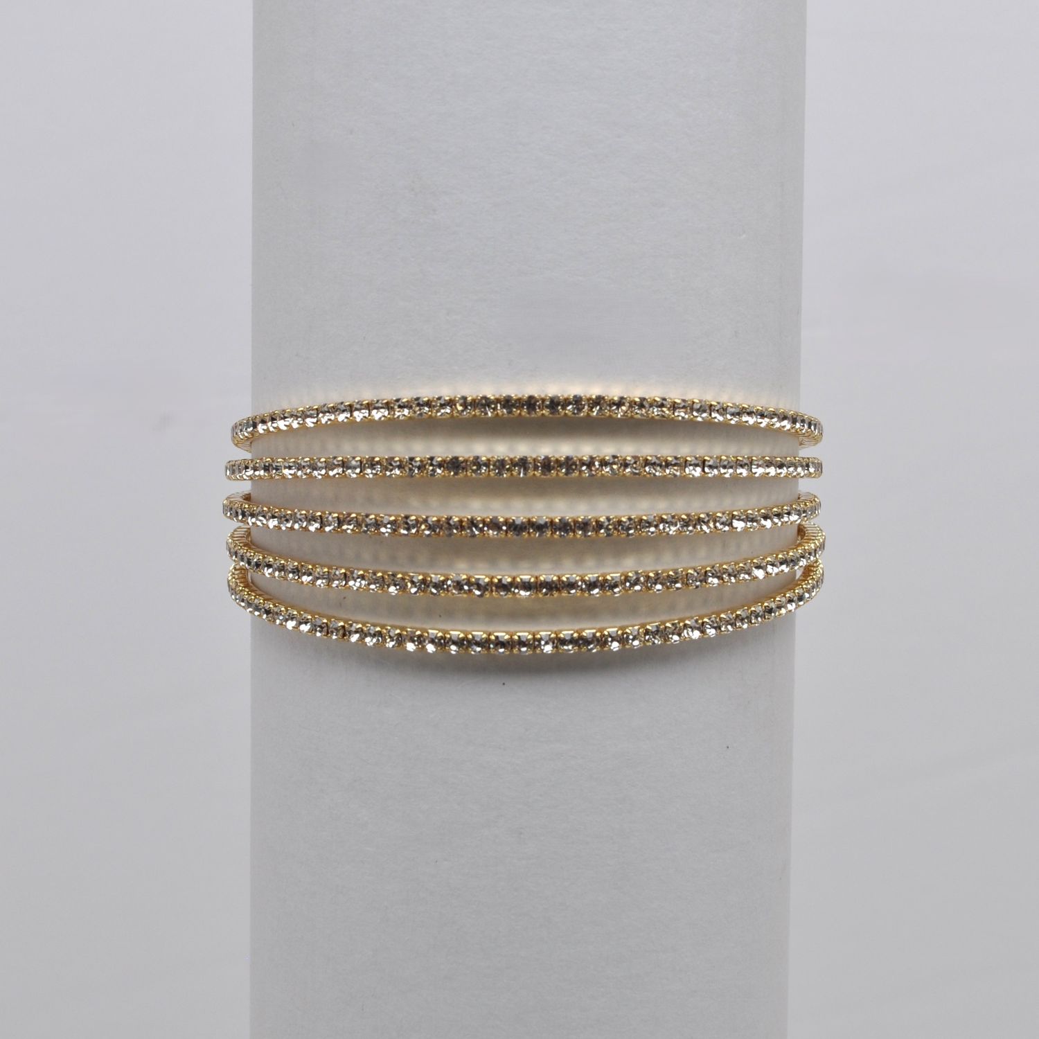 J83140B1G CLR/G MULT ROW CRYS OPEN CUFF BRAC