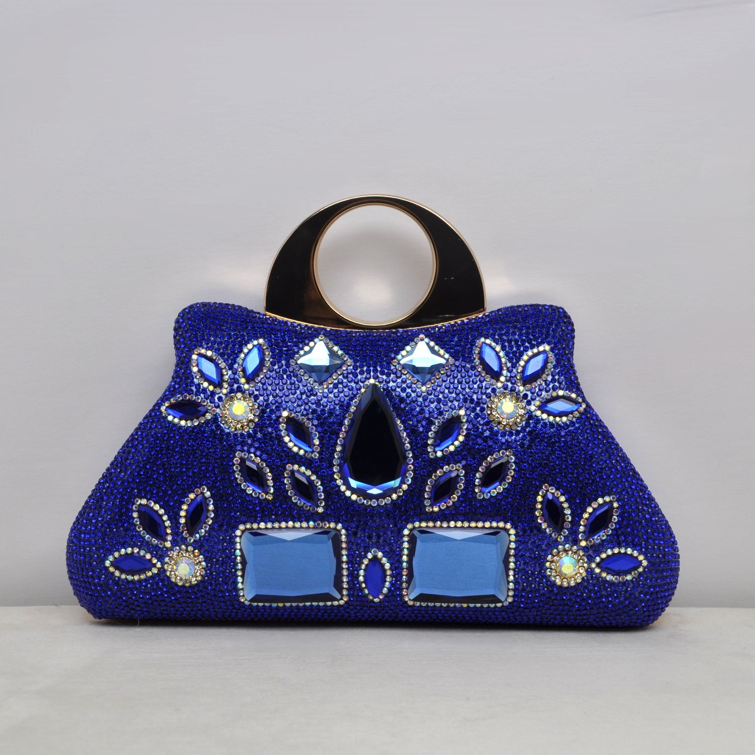 HF1082CBLU BLUE/G RECT SHP &amp; MARQU STNS DESIGN PURS