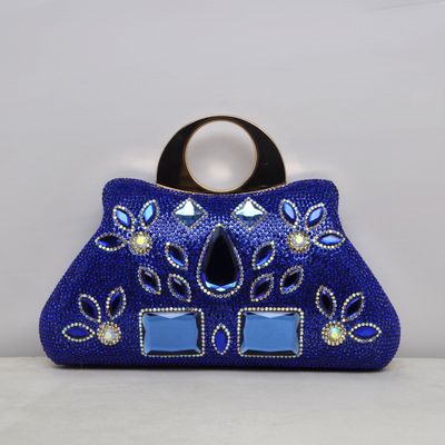 HF1082CBLU BLUE/G RECT SHP &amp; MARQU STNS DESIGN PURS
