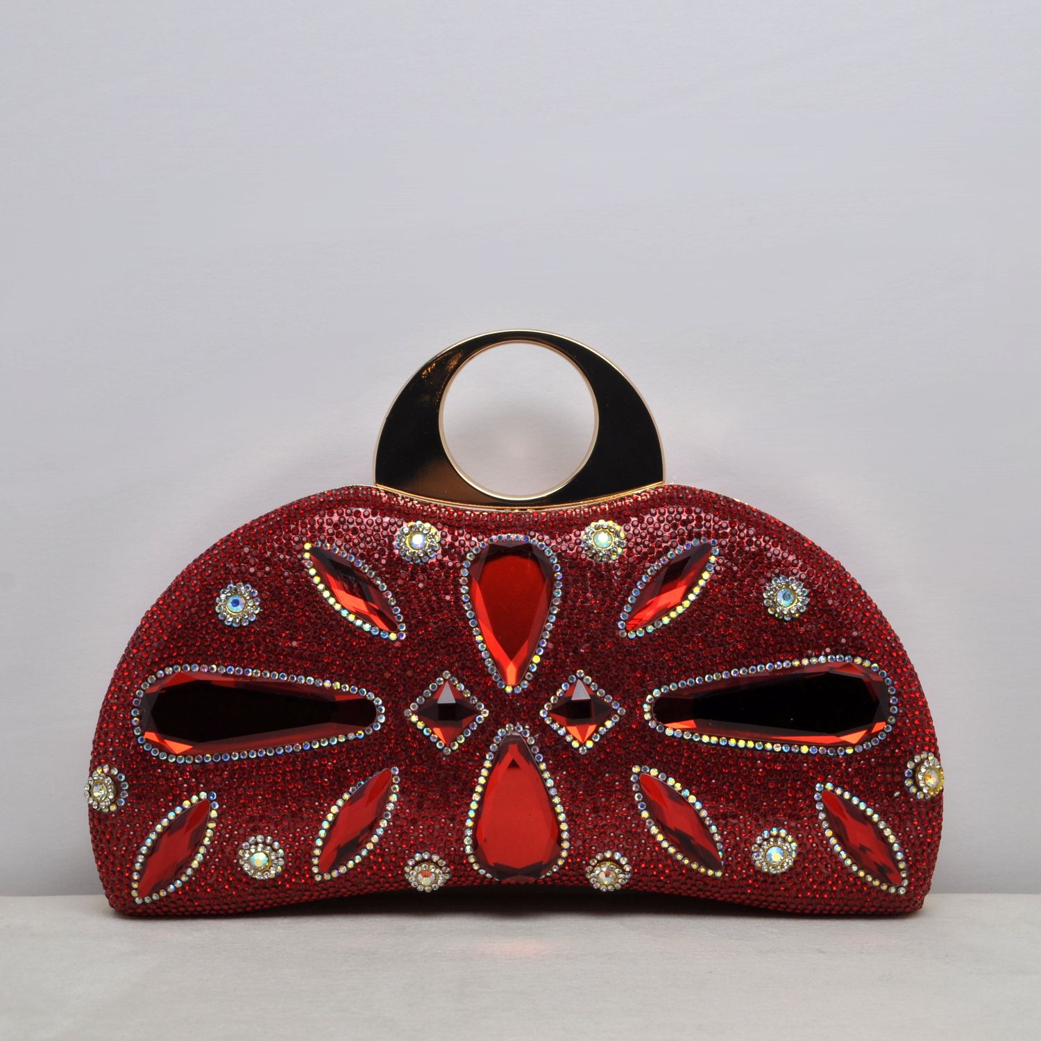 HF6712CRD RED/G TRDR SHP &amp; FLWR STNS DESIGN PURS