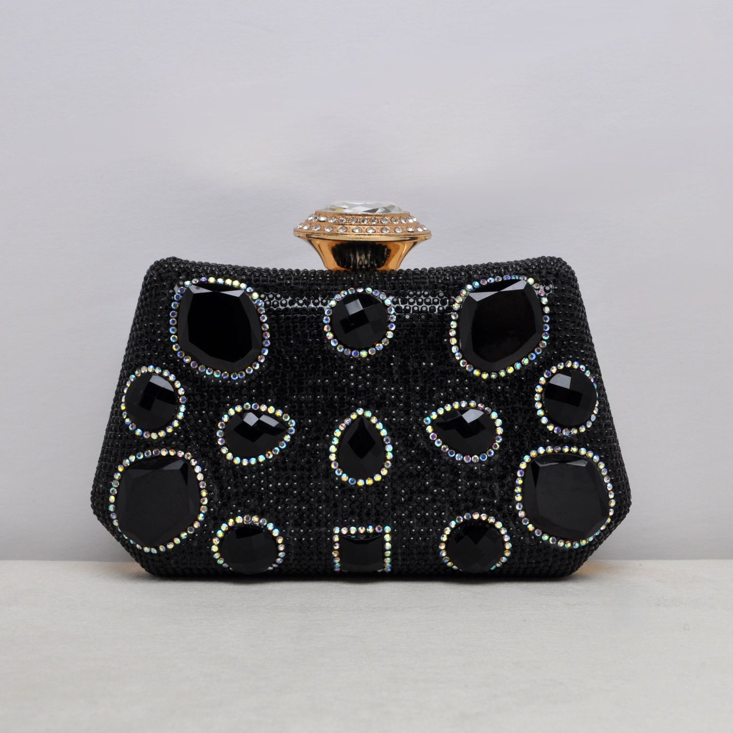 HF640CBLK BLK BEJEWELED SHP W' JUMBO CRYS PURS