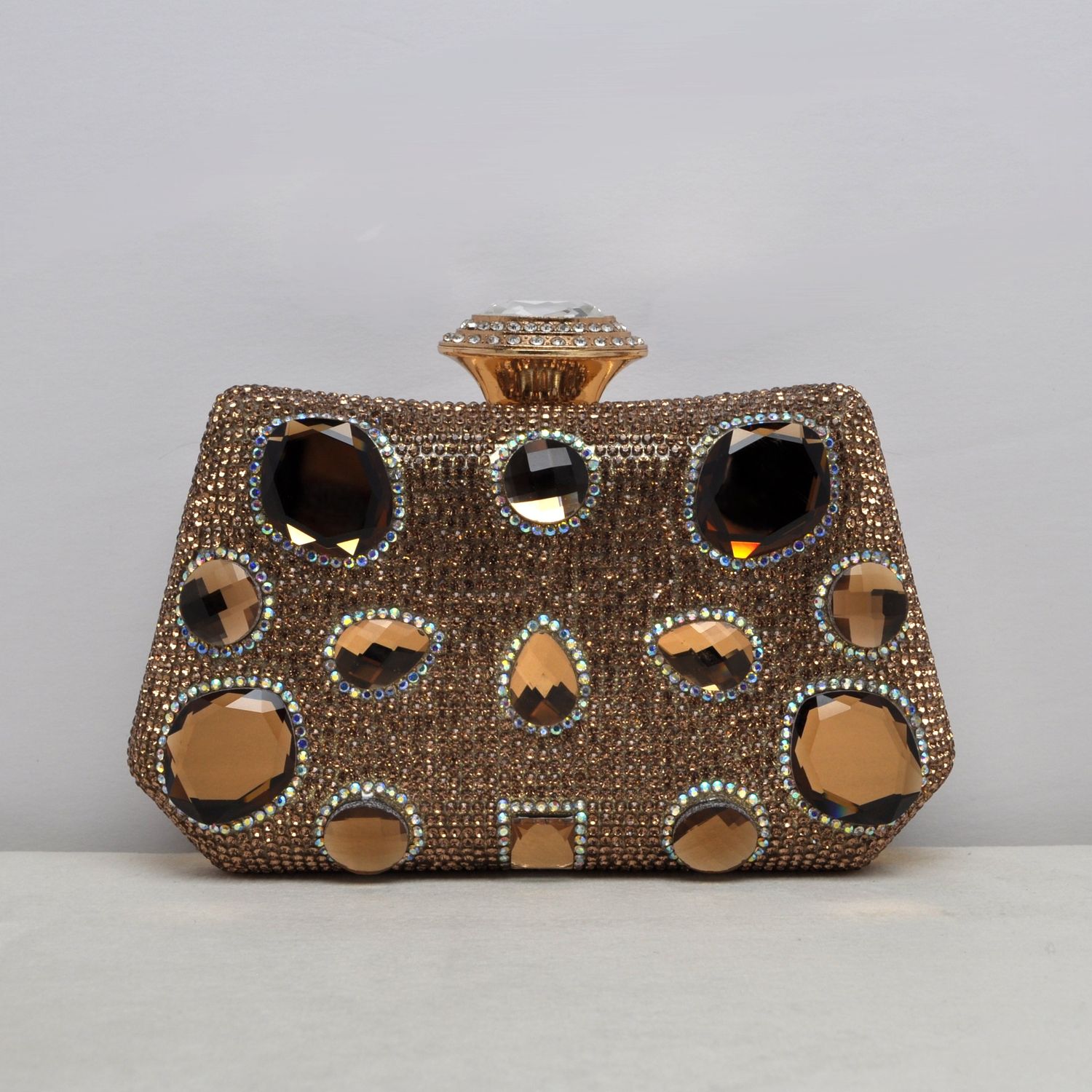 HF640CGD GOLD BEJEWELED SHP W' JUMBO CRYS PURS