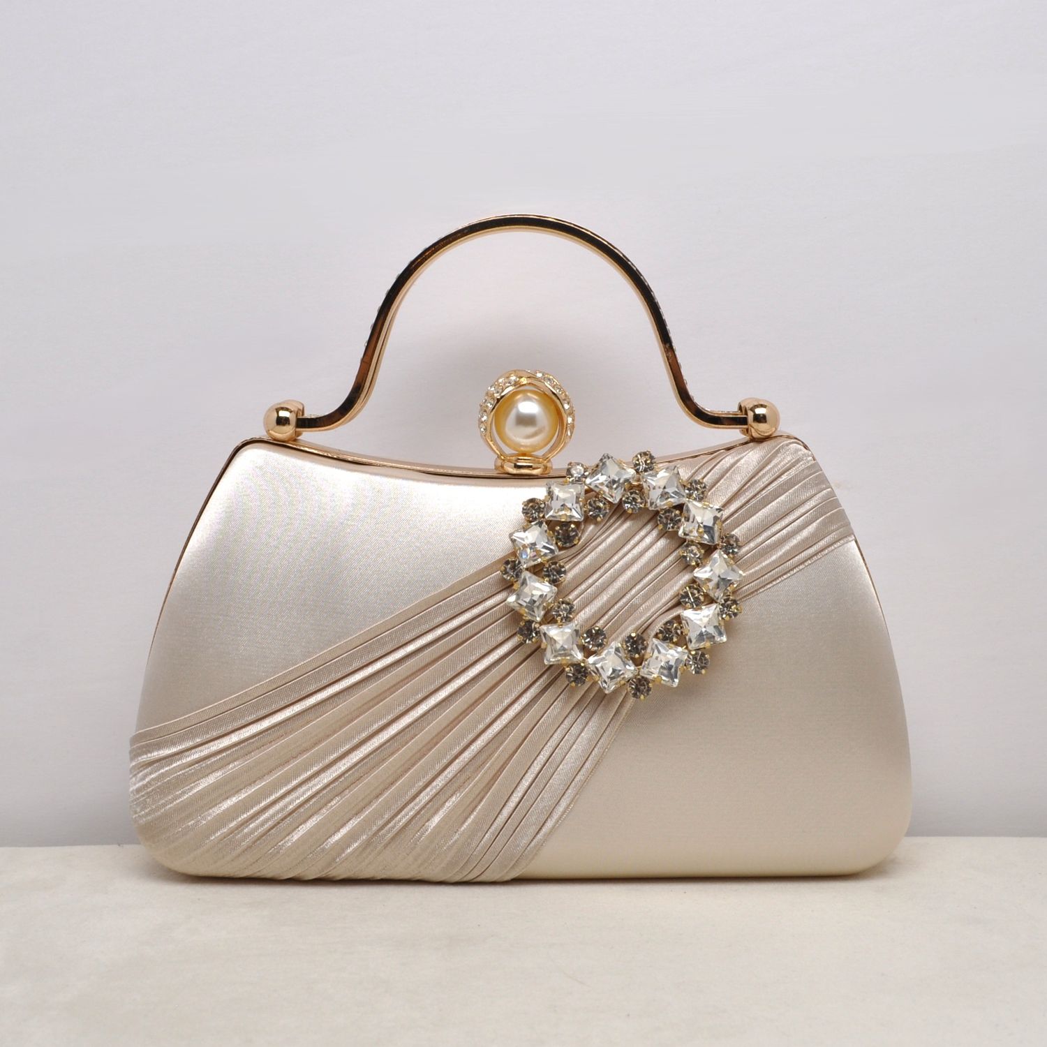 HF1035CGD GOLD QUILTD DESIGN W' CRY BROOCH PURSE