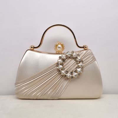 HF1035CGD GOLD QUILTD DESIGN W' CRY BROOCH PURSE