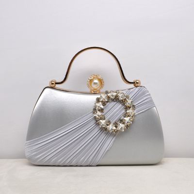 HF1035CSIL SILV QUILTD DESIGN W' CRY BROOCH PURSE